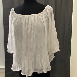 Express off the shoulder white polyester top.